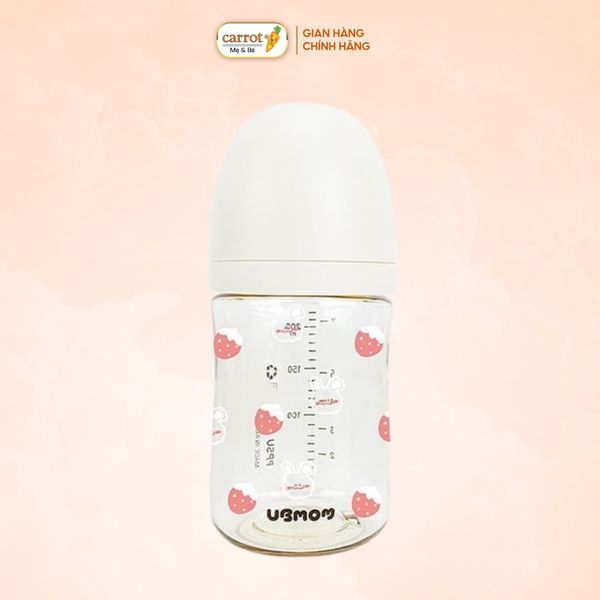 Bình Sữa UBMOM PPSU Cổ Rộng 200ml Họa Tiết Thỏ Dâu