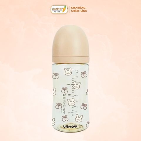 Bình Sữa UBMOM PPSU Cổ Rộng 280ml Họa Tiết Thỏ Cherry