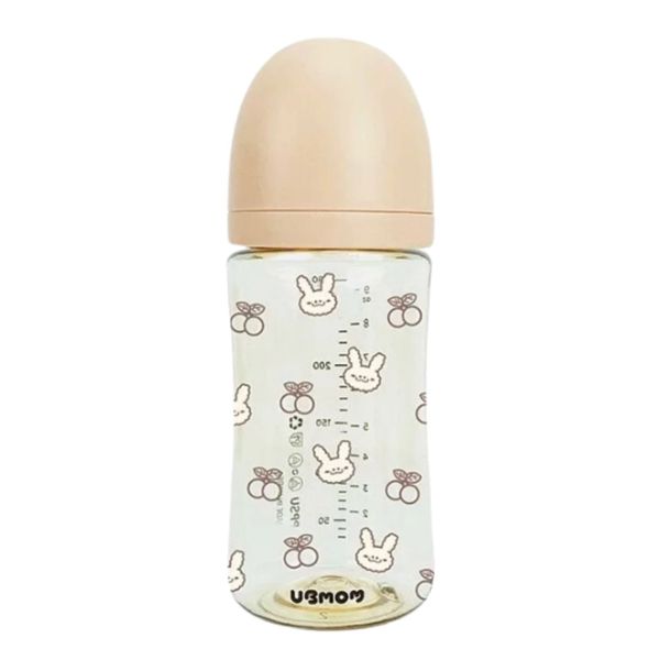 Bình Sữa UBMOM PPSU Cổ Rộng 280ml Họa Tiết Thỏ Cherry