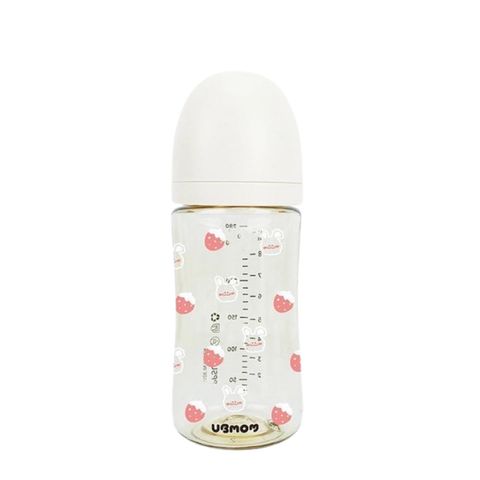 Bình Sữa UBMOM PPSU Cổ Rộng 280ml Họa Tiết Thỏ Dâu