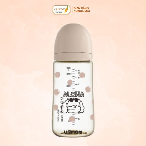 Bình Sữa UBMOM PPSU Cổ Rộng 280ml Họa Tiết Chó Aloha