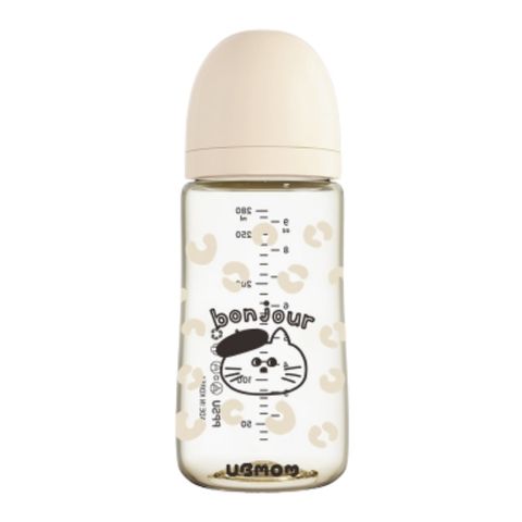 Bình Sữa UBMOM PPSU Cổ Rộng 280ml Họa Tiết Mèo Bonjour