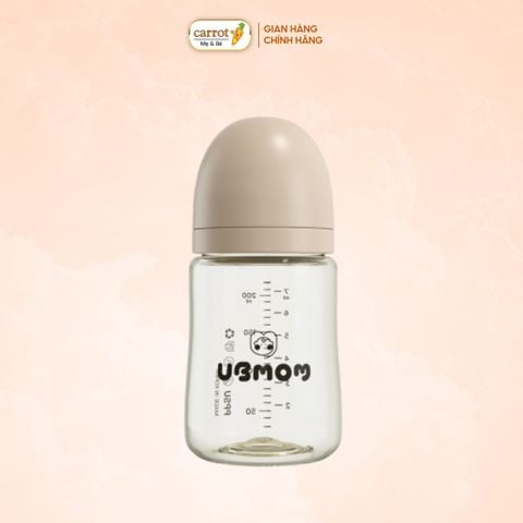 Bình Sữa UBMOM PPSU Cổ Rộng 200ml Họa Tiết Trơn Logo