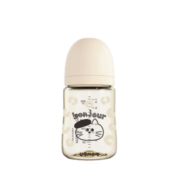 Bình Sữa UBMOM PPSU Cổ Rộng 200ml Họa Tiết Mèo Bonjour