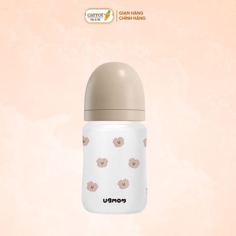 Bình Sữa UBMom Thủy Tinh Tráng Silicone 180ml