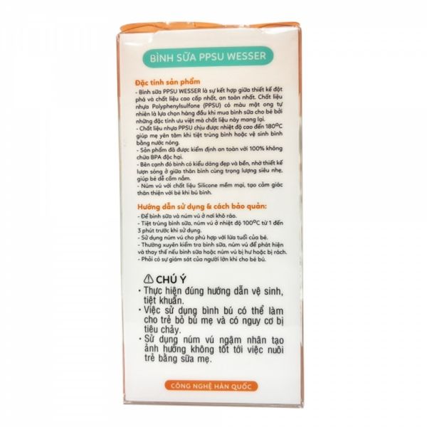 Bình Sữa Wesser Cổ Hẹp 140ml Kèm Núm S