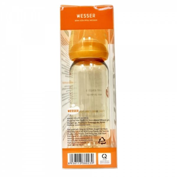 Bình Sữa Wesser Cổ Hẹp 250ml Kèm Núm M