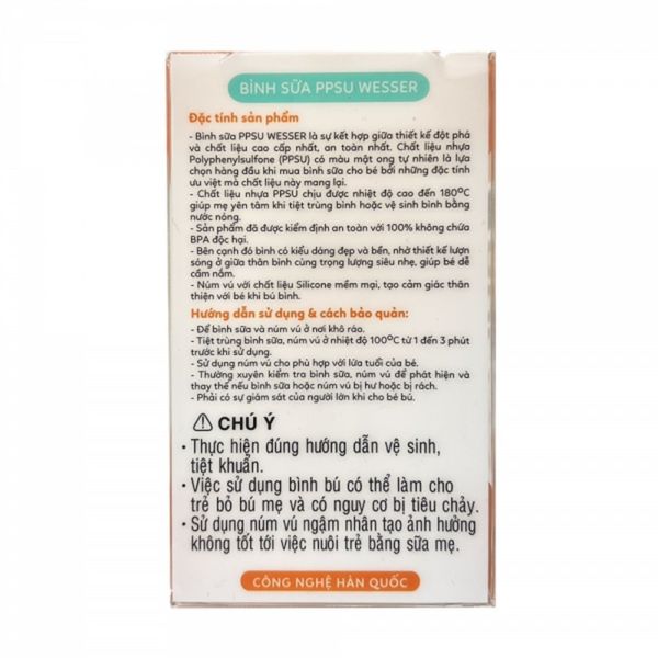 Bình Sữa Wesser Cổ Hẹp 60ml Kèm Núm S