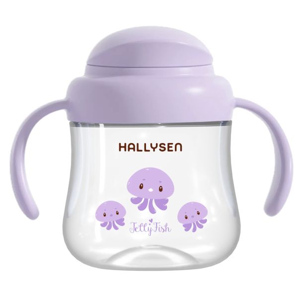 Bình Tập Uống Nước Hallysen 210ml Màu Tím Hình Bạch Tuộc