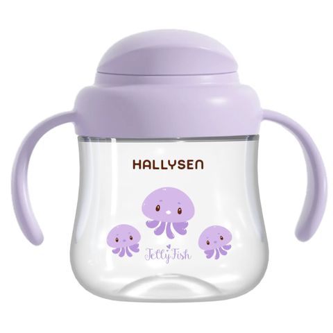 Bình Tập Uống Nước Hallysen 210ml Màu Tím Hình Bạch Tuộc