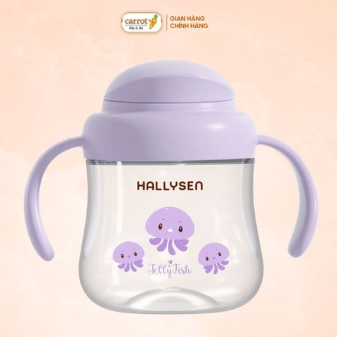 Bình Tập Uống Nước Hallysen 210ml Màu Tím Hình Bạch Tuộc