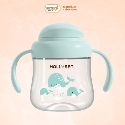 Bình Tập Uống Nước Hallysen 210ml Màu Xanh Hình Cá Voi