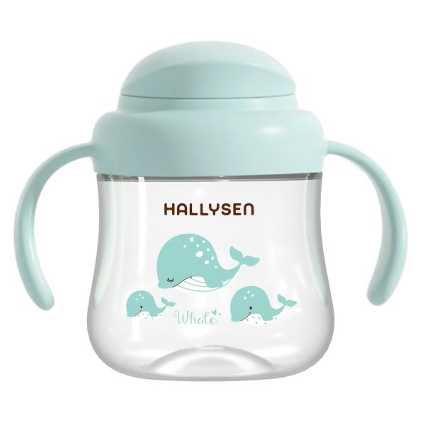 Bình Tập Uống Nước Hallysen 210ml Màu Xanh Hình Cá Voi