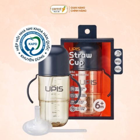 Bình Tập Uống Nước UPIS Hàn Quốc Cho Bé Từ 6M+ 260ml Màu Xanh Navy