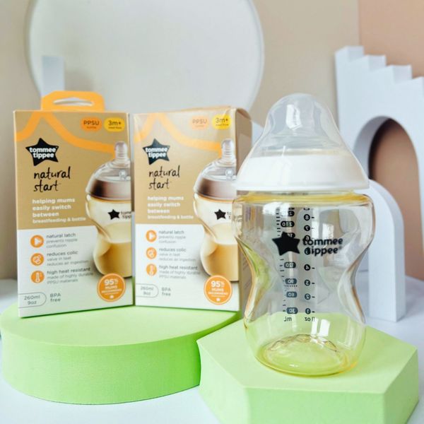 Bình Sữa Tommee Tippee PPSU Natural Star Cổ Rộng 260ml Trơn