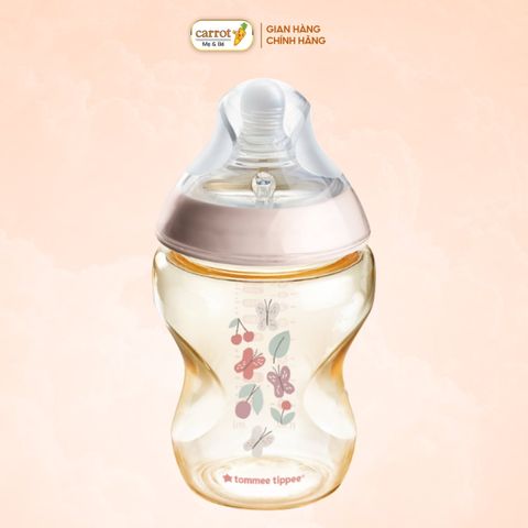 Bình Sữa Tommee Tippee PPSU Natural Star Cổ Rộng 260ml Hồng