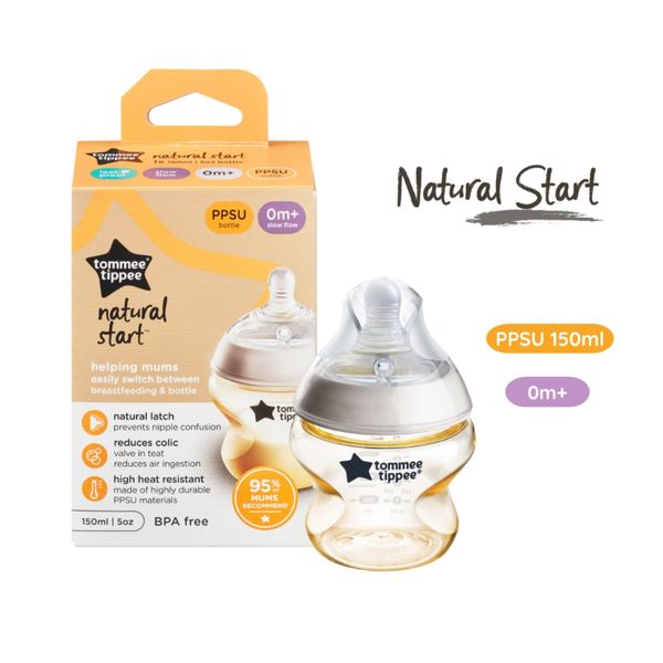 Bình Tommee Tippee PPSU Natural Star Cổ Rộng 150ml Trơn