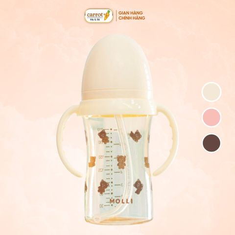 Bình Nước Tập Uống MOLLI Dung Tích 210ML, Bình Nước Có Hai Tay Cầm, Màu Ngẫu Nhiên