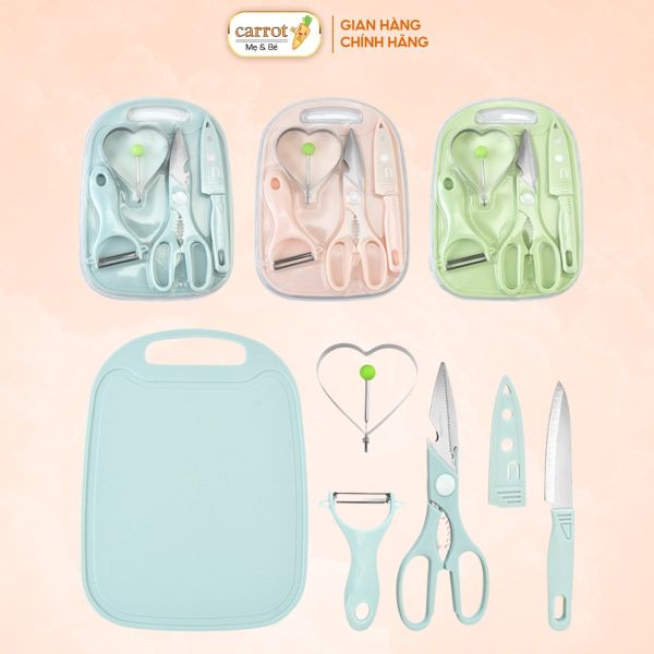 Bộ Dao, Kéo, Thớt Misan Chế Biến Ăn Dặm Cho Bé 5 Chi Tiết