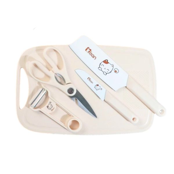 Bộ Dao Thớt 5In1 Misan Kitty Chế Biến Đồ Ăn Cho Bé