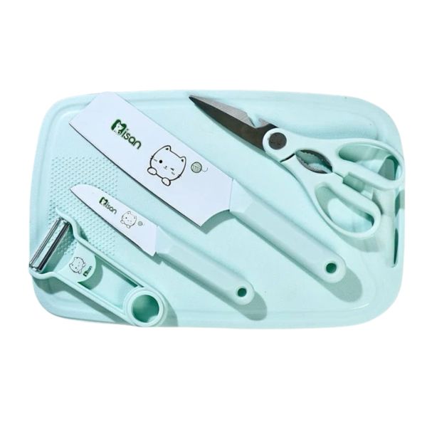 Bộ Dao Thớt 5In1 Misan Kitty Chế Biến Đồ Ăn Cho Bé