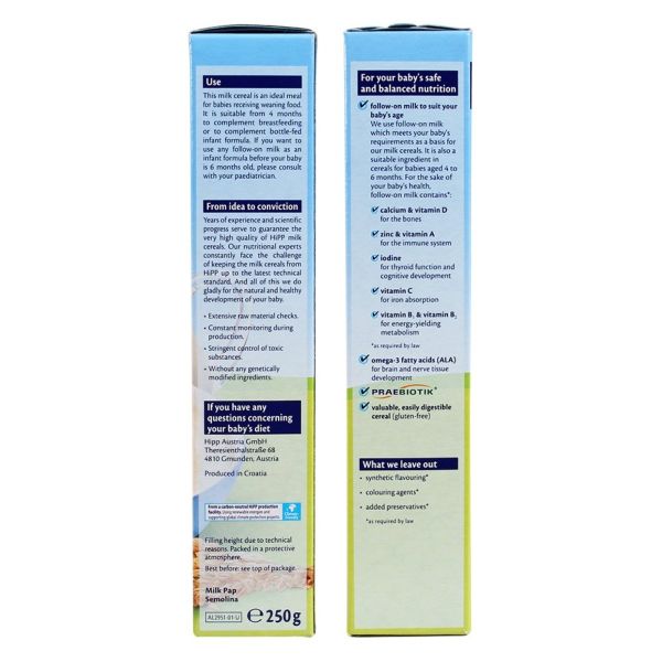 Bột Ăn Dặm Hữu Cơ HiPP Ăn Dặm Khởi Đầu Semolina 250g Cho Bé Từ 4 Tháng