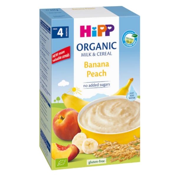 Bột Ăn Dặm Hữu Cơ HiPP Vị Đào & Chuối 250g Cho Bé Từ 4 Tháng