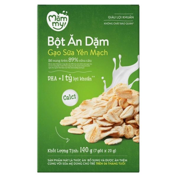Bột Ăn Dặm Mămmy Vị Gạo Sữa Yến Mạch 140g Cho Trẻ Từ 6 Tháng Tuổi