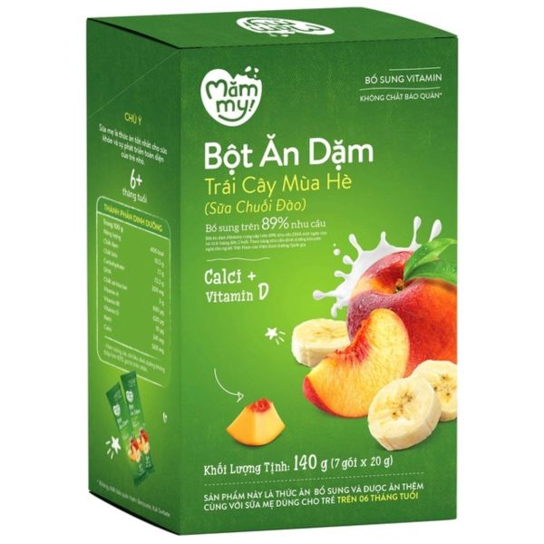 Bột Ăn Dặm Mămmy Vị Sữa Chuối Đào 140g Cho Trẻ Từ 6 Tháng Tuổi