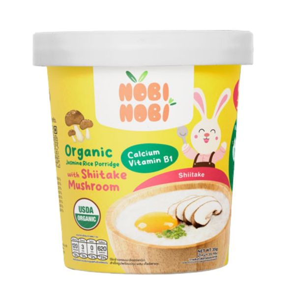 Cháo Gạo Jasmine Hữu Cơ Nobi Nobi Vị Nấm Shiitake 35g (Từ 18 Tháng)