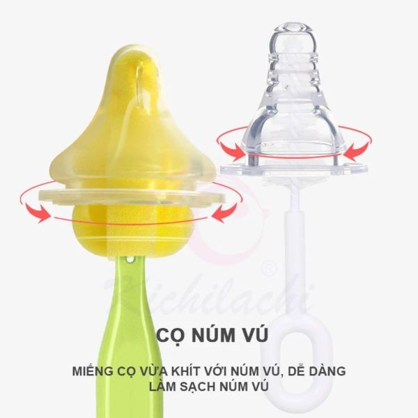 Cọ Rửa Bình Sữa, Núm Ti Kichilachi Đầu Mút M0002