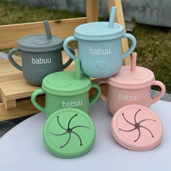 Cốc Tập Hút Silicon Babuu 150ML, Cốc Uống Nước Cho Bé