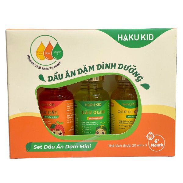 Dầu Ăn Dặm Hakukid Set 3 Lọ Mini x 20ml Cho Bé Từ 6 Tháng