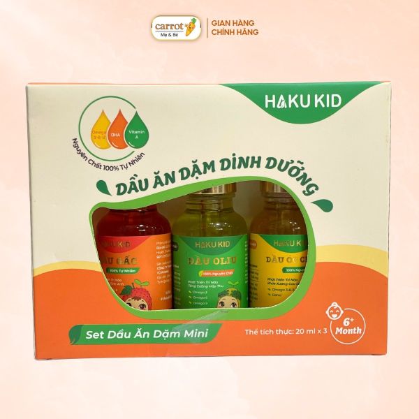 Dầu Ăn Dặm Hakukid Set 3 Lọ Mini x 20ml Cho Bé Từ 6 Tháng