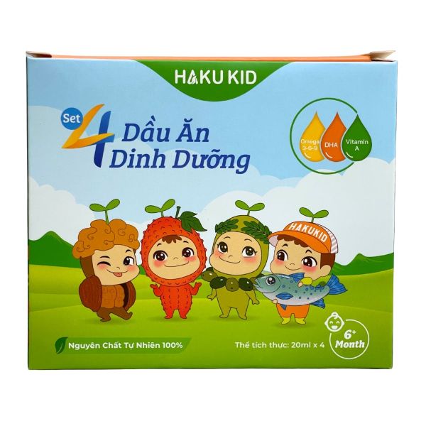 Dầu Ăn Dặm Hakukid Set 4 Lọ Mini x 20ml Cho Bé Từ 6 Tháng