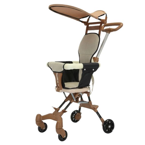 Xe Đẩy Gấp Gọn Du Lịch Có Mái Màu Nâu Và Đen