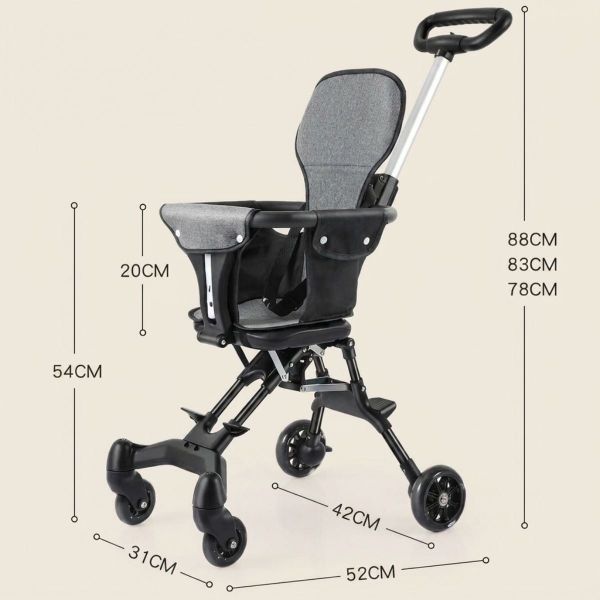 Xe Đẩy Gấp Gọn Du Lịch Có Mái Màu Nâu Và Đen
