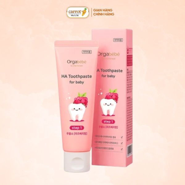 Kem Đánh Răng Thuần Chay Orgabebe Hàn Quốc Vị Mâm Xôi Cho Bé Từ 6 Tháng Đến 2 Tuổi