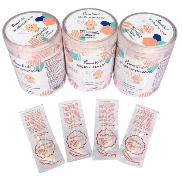 Que Gạc Rơ Lưỡi Emmakids Hộp 30 Que Vệ Sinh Khoang Miệng Cho Trẻ Sơ Sinh