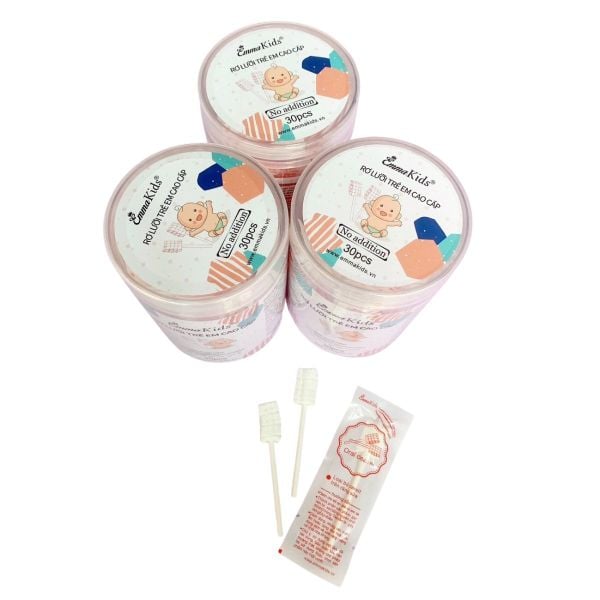 Que Gạc Rơ Lưỡi Emmakids Hộp 30 Que Vệ Sinh Khoang Miệng Cho Trẻ Sơ Sinh