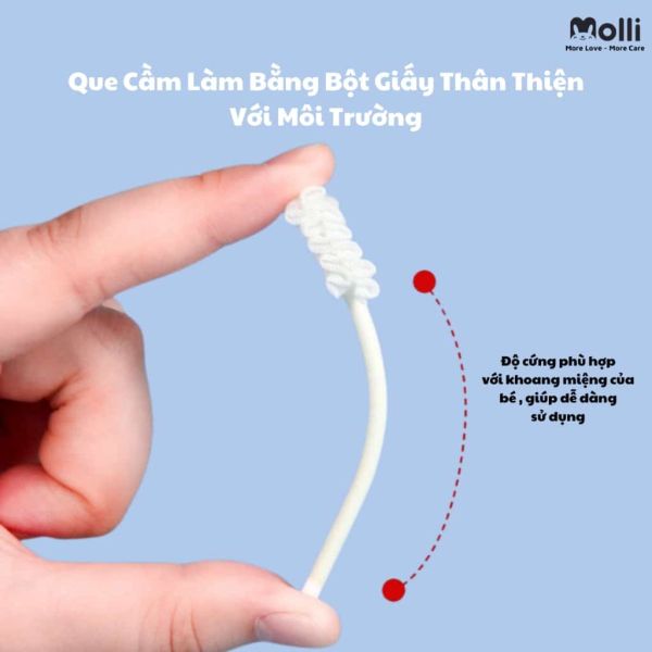 Que Rơ Lưỡi Trẻ Em Molli Đã Tiệt Trùng - Hộp 30 Que