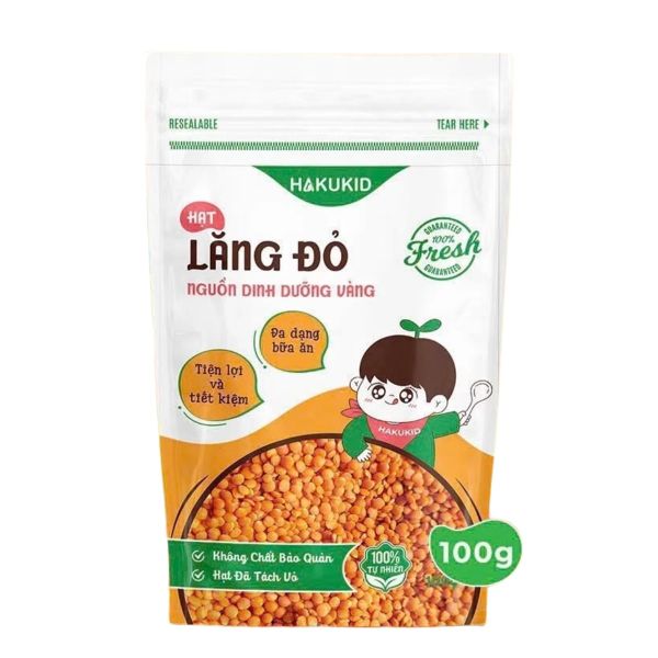 Hạt Đậu Lăng Hữu Cơ Hakukid Cho Bé Ăn Dặm Gói 100g