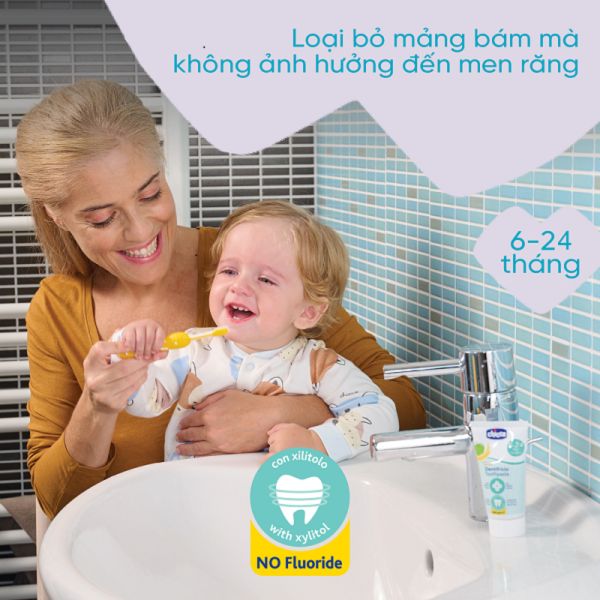 Kem Dánh Răng Chicco Hương Chuối - Táo Cho Bé 6M+ (Mới)