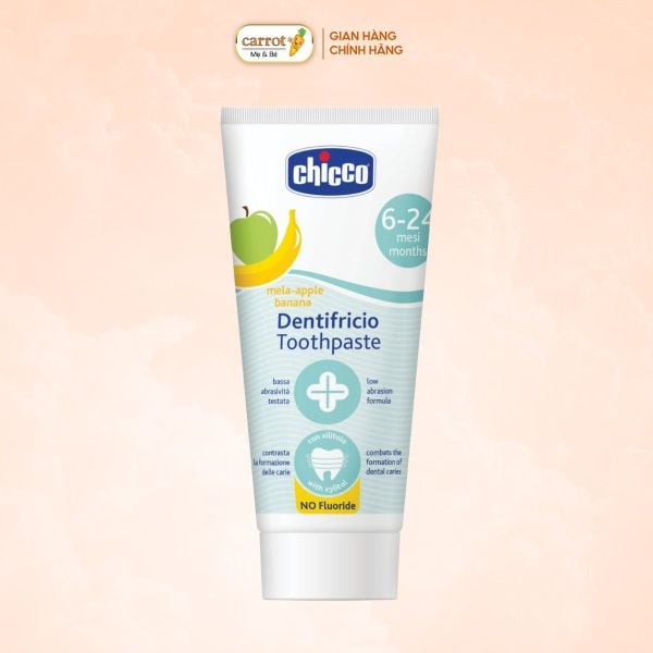 Kem Dánh Răng Chicco Hương Chuối - Táo Cho Bé 6M+ (Mới)