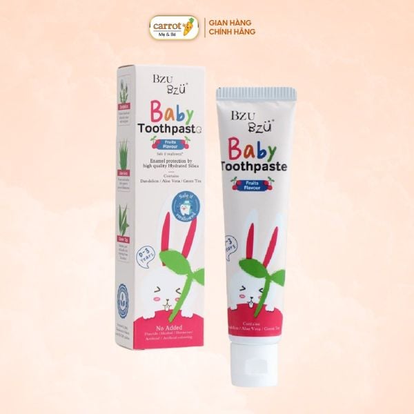 Kem Đánh Răng Em Bé Bzu Bzu Baby Toothpaste 50g Cho Bé Từ 0 Đến 3 Tuổi