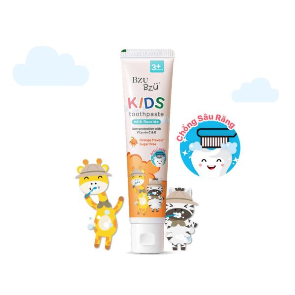 Kem Đánh Răng Trẻ Em BZU BZU Kids Hương Cam 50g Cho Bé Từ 3 Tuổi