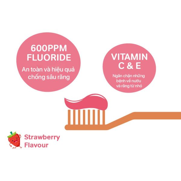 Kem Đánh Răng Trẻ Em BZU BZU Kids Hương Dâu 50g Cho Bé Từ 3 Tuổi