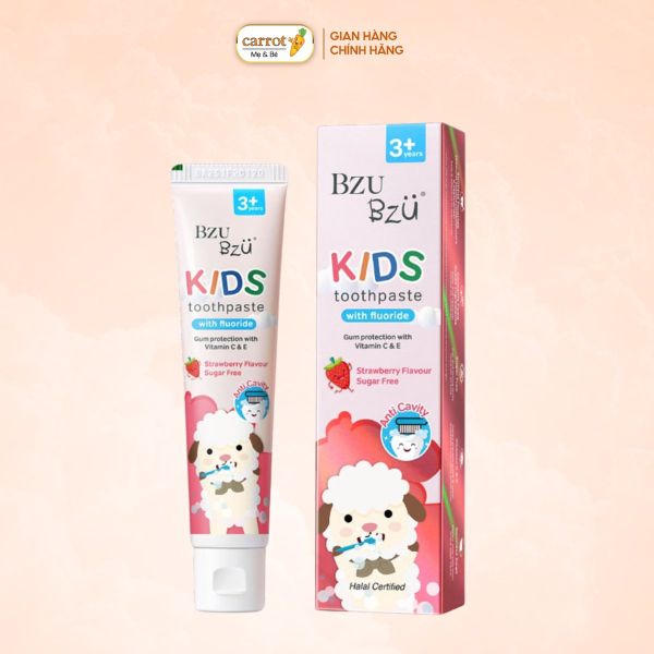 Kem Đánh Răng Trẻ Em BZU BZU Kids Hương Dâu 50g Cho Bé Từ 3 Tuổi