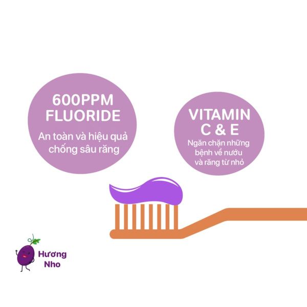 Kem Đánh Răng Trẻ Em BZU BZU Kids Hương Nho 50g Cho Bé Từ 3 Tuổi