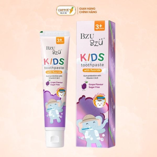 Kem Đánh Răng Trẻ Em BZU BZU Kids Hương Nho 50g Cho Bé Từ 3 Tuổi
